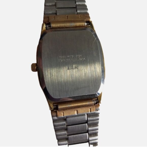 Vintage Elgin Tonneau Barrel Watch Men Gold Dial New Battery Working - Picture 7 of 8